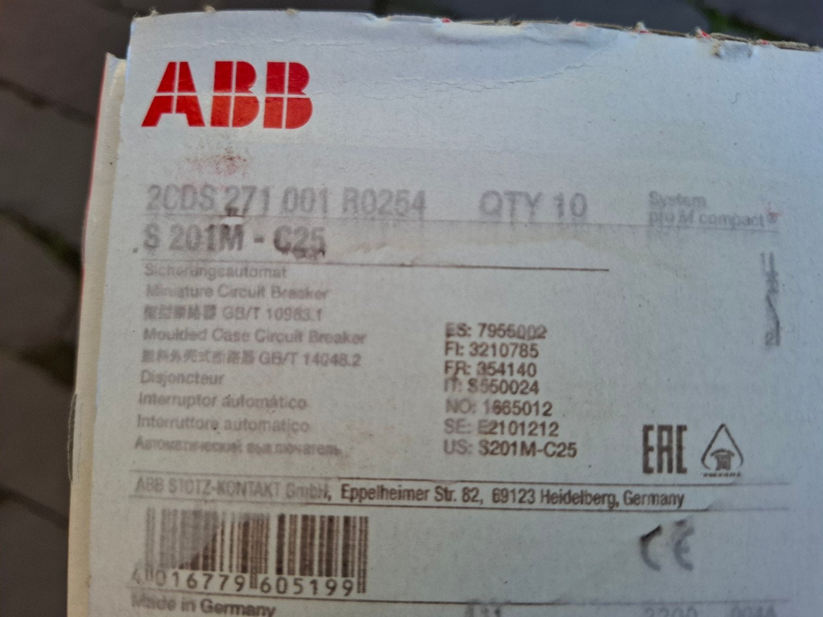 C25 installatie-Automaat van het merk ABB 10 stuks  ( nieuw), Ophalen of Verzenden