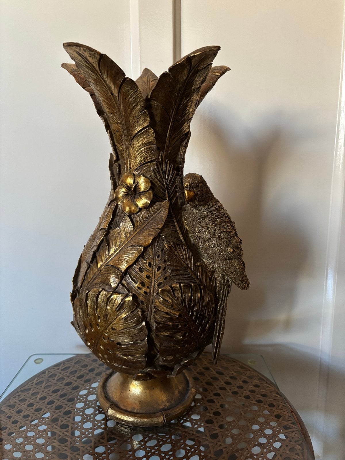 Gouden Ananas Vaas met Papegaai Decoratie, Antiek en Kunst, Antiek | Vazen, Ophalen