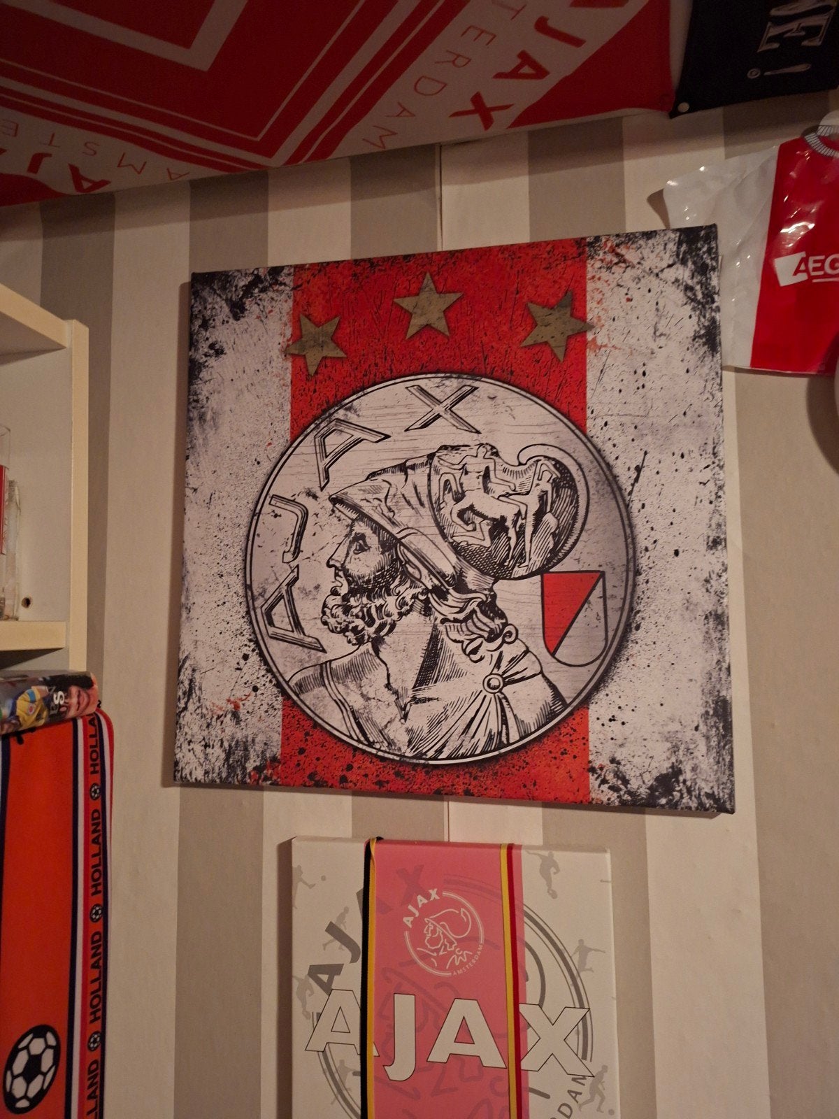 Canvas doek met oud AJAX logo 50x50 NIEUW NIEUW, Ophalen, Nieuw, Ajax, Overige typen