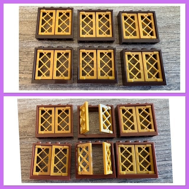 lego ramen donker bruin of bruin met gouden vensters, Ophalen of Verzenden, Nieuw, MOC (eigen creatie), Lego