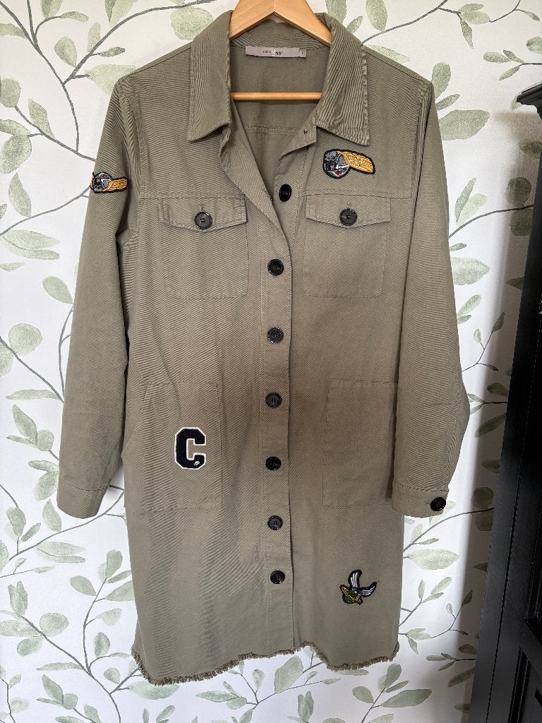Costa Mani groene Khaki lange jas jurk tuniek Large, Ophalen of Verzenden, Zo goed als nieuw, Boven de knie, Groen