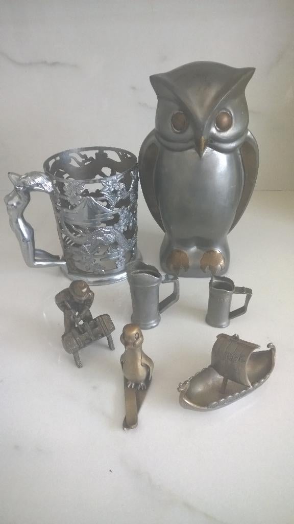 Tin : gemerkt, Antiek en Kunst, Antiek | Tin, Ophalen of Verzenden