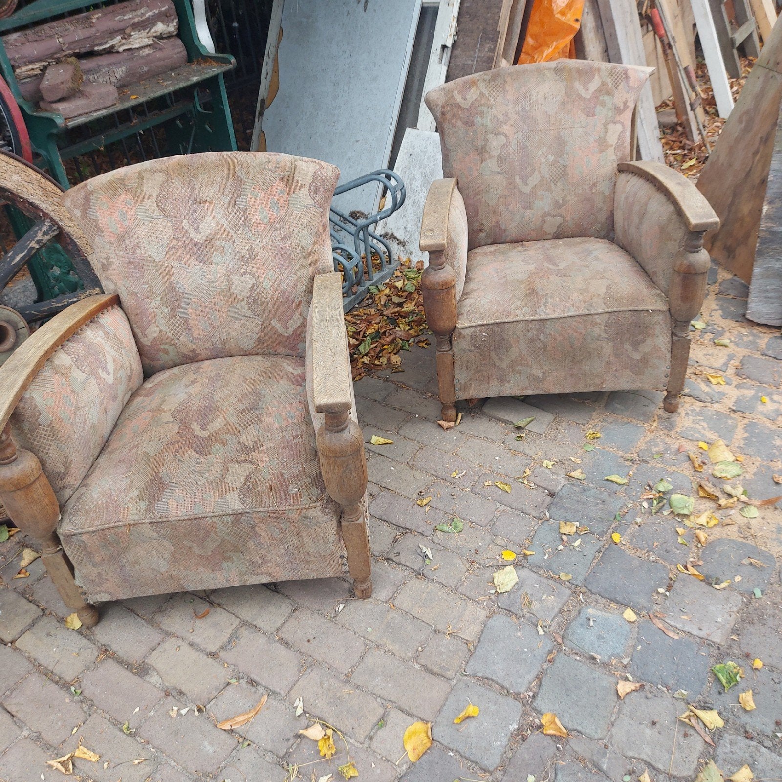 2 leunstoelen jr 40 /50 grootmoeders tijd oldtimers, Ophalen of Verzenden