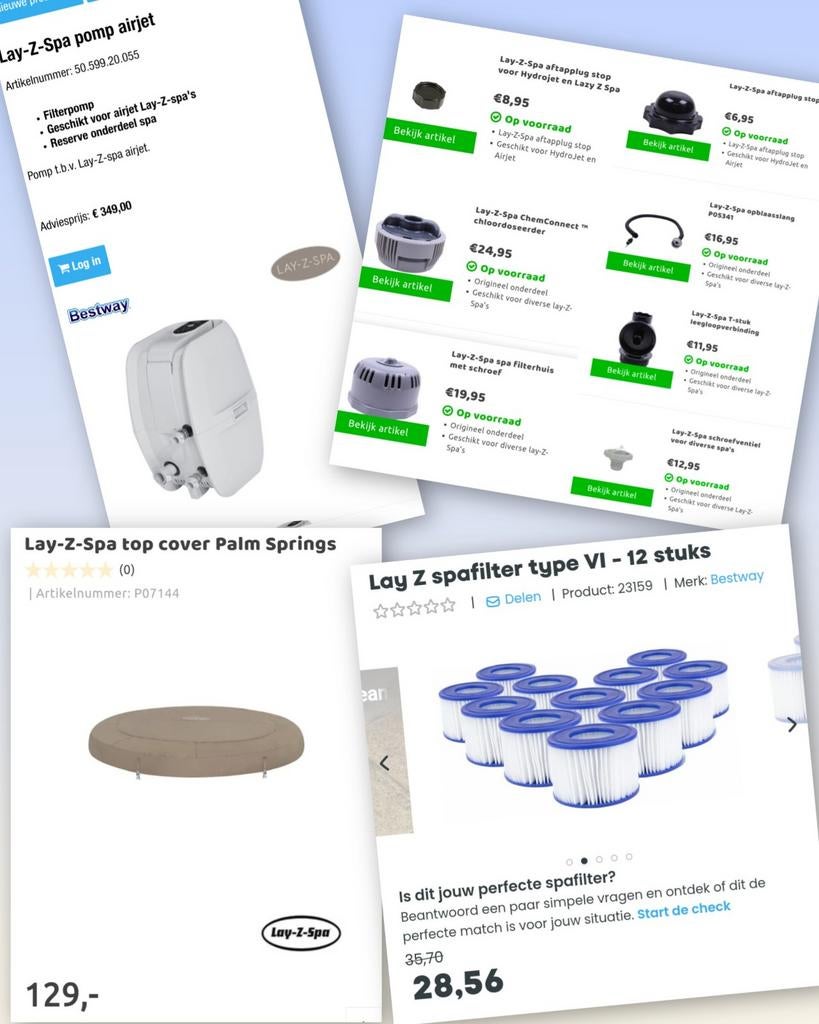 Bestway Lay-Z-Spa Pomp, accesoires, filters & afdekzeil, Ophalen, Zo goed als nieuw, Filter, Opblaasbaar
