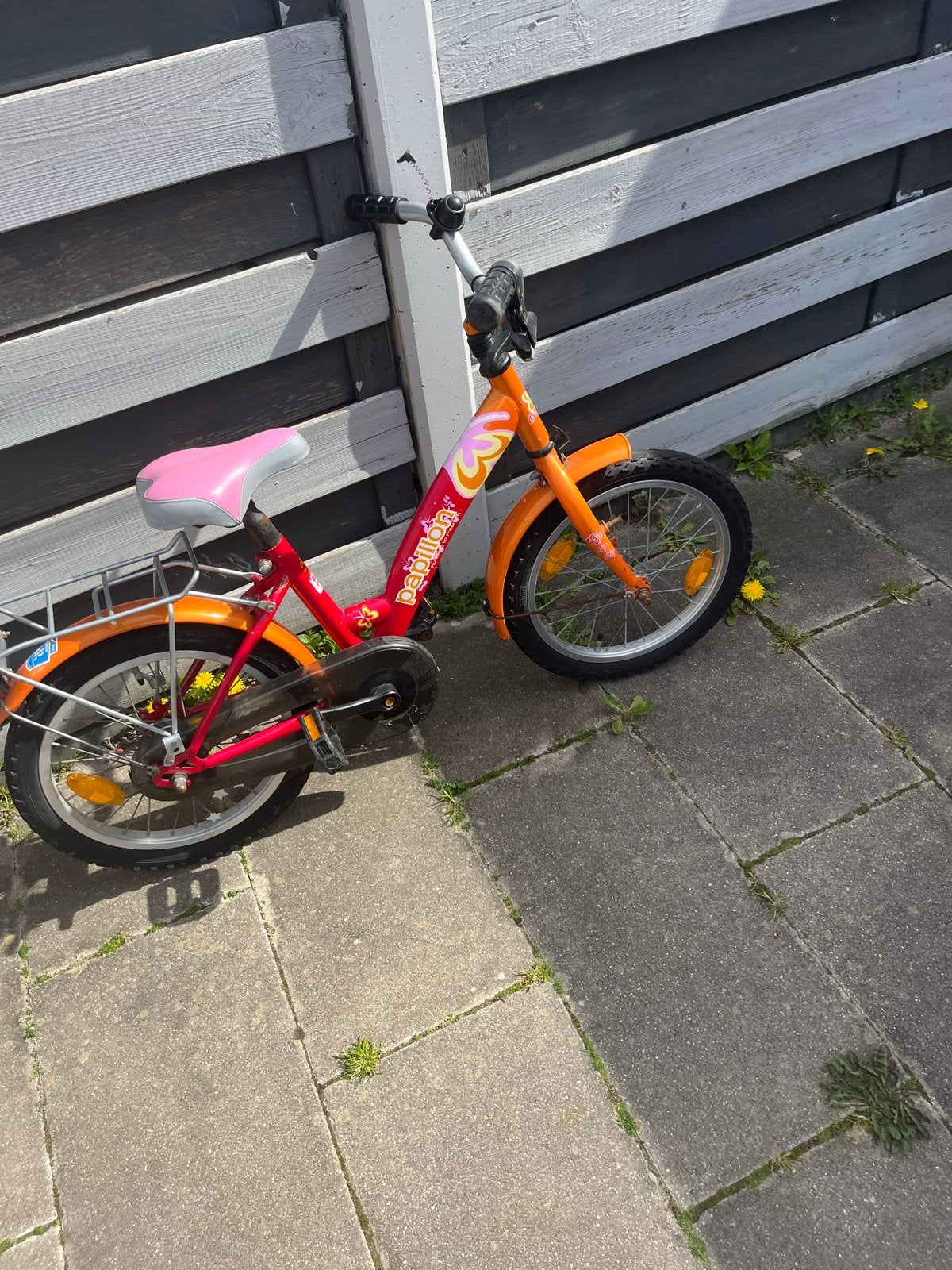 Papillon kinderfiets 16 inch - rood/oranje, Ophalen, Gebruikt, Terugtraprem, 16 tot 20 inch