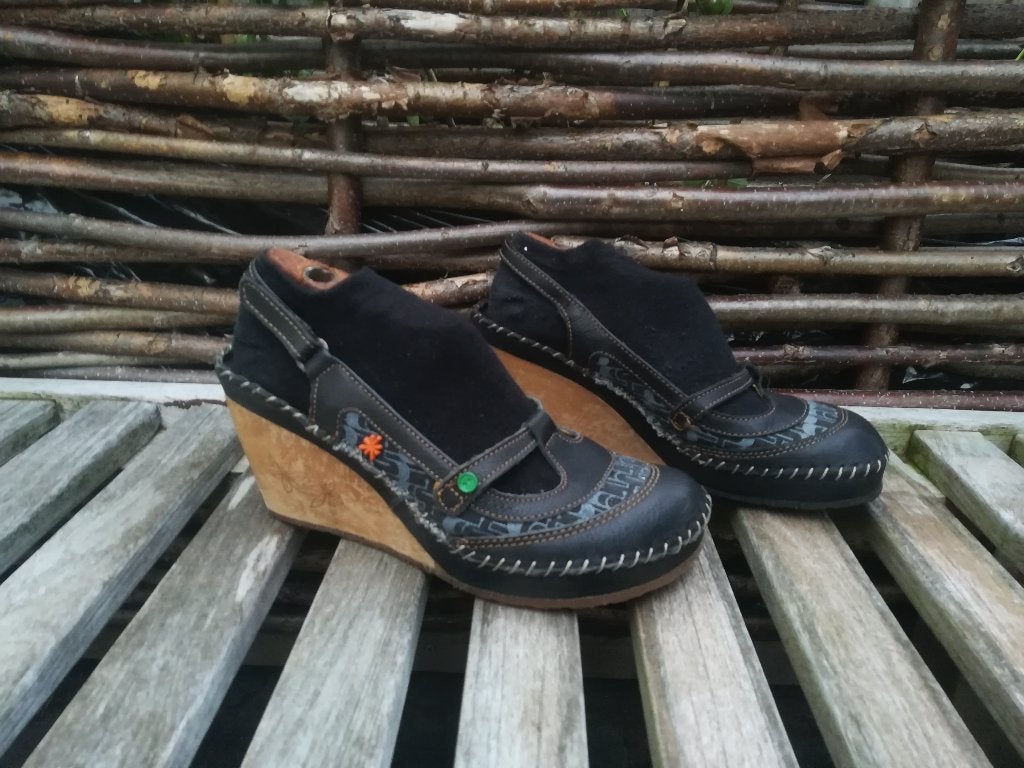Art Design Pumps Sandalen Leer Grijs maat 40, ART., Zo goed als nieuw, Grijs, Sandalen of Muiltjes