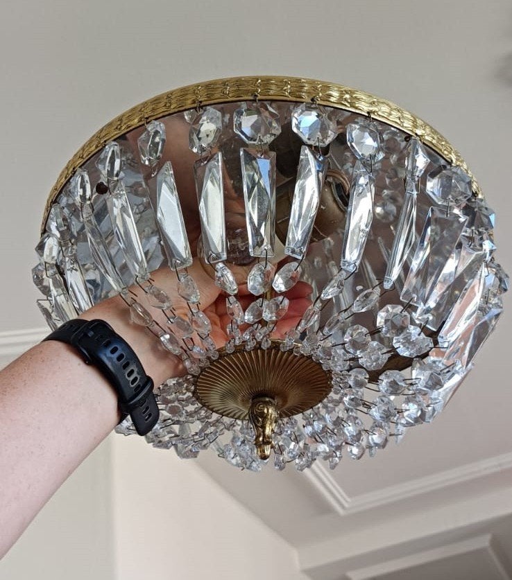 Plafondlamp, Huis en Inrichting, Ophalen of Verzenden, Goud, Gebruikt, Plafondlamp