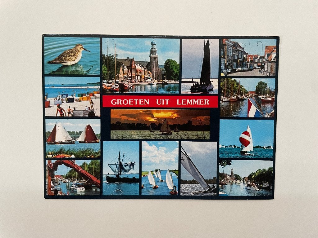 D871 Oude ansichtkaart Friesland : Groeten uit Lemmer, Ophalen of Verzenden, Gelopen, Friesland