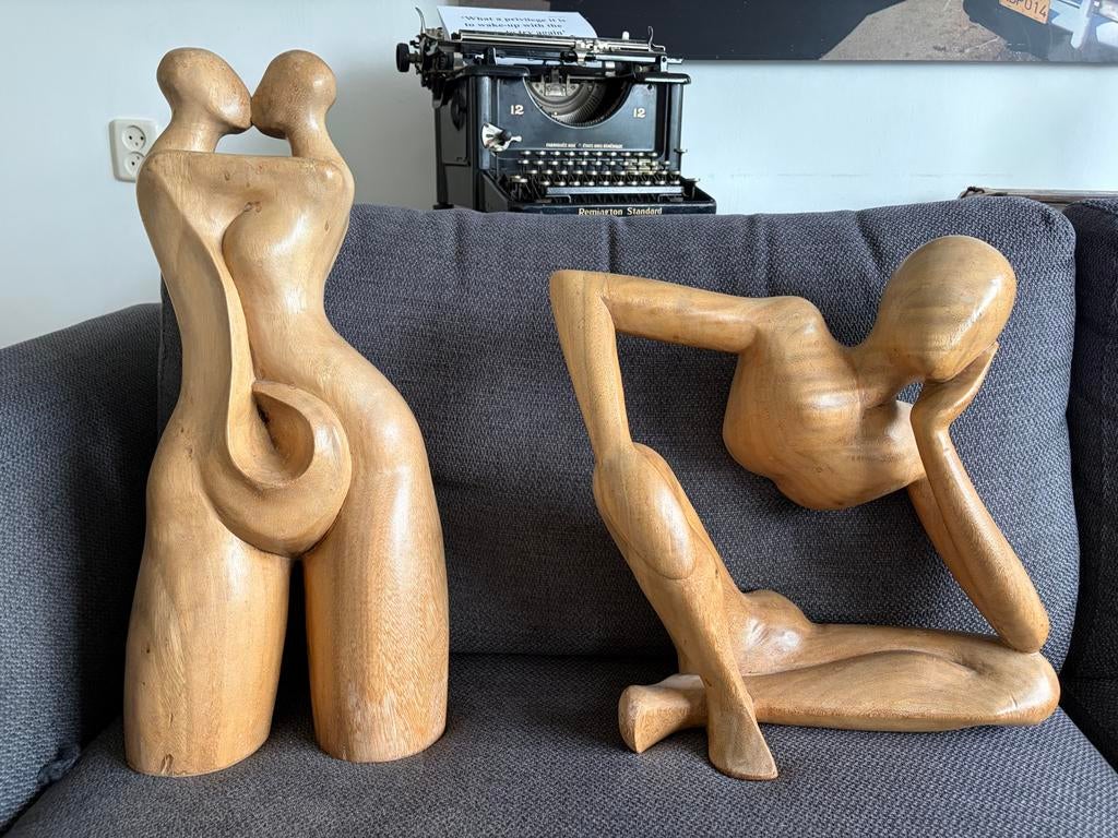 Prachtige houten beelden uit Thailand, Antiek en Kunst, Handgemaakt, Beeld, Bruin, Azië
