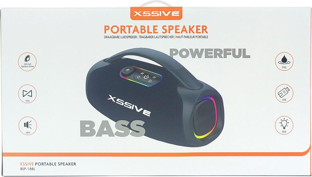 Xssive Portable Speaker XSS-BSP18BL - Blauw, Ophalen, 60 tot 120 watt, Overige typen, Overige merken