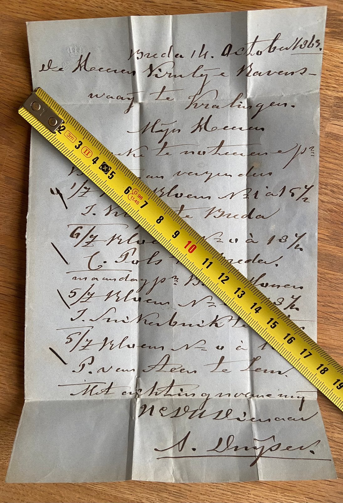 Brief 1863 Breda Kralingen handgeschreven, Verzamelen, Ophalen of Verzenden, Voor 1920, Noord-Brabant