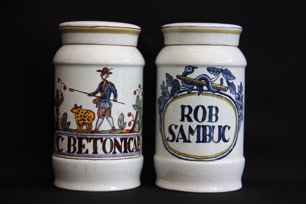 Twee grote apotheek potten, keramiek, ca 1920, Ophalen of Verzenden