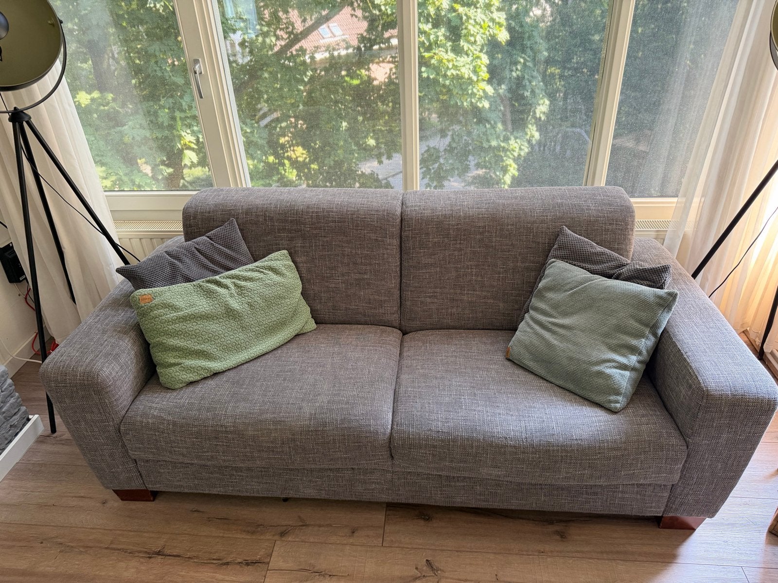 Comfortabele 2,5-zitsbank met bijpassende stoel, Ophalen, Gebruikt, 150 tot 200 cm, Driepersoons