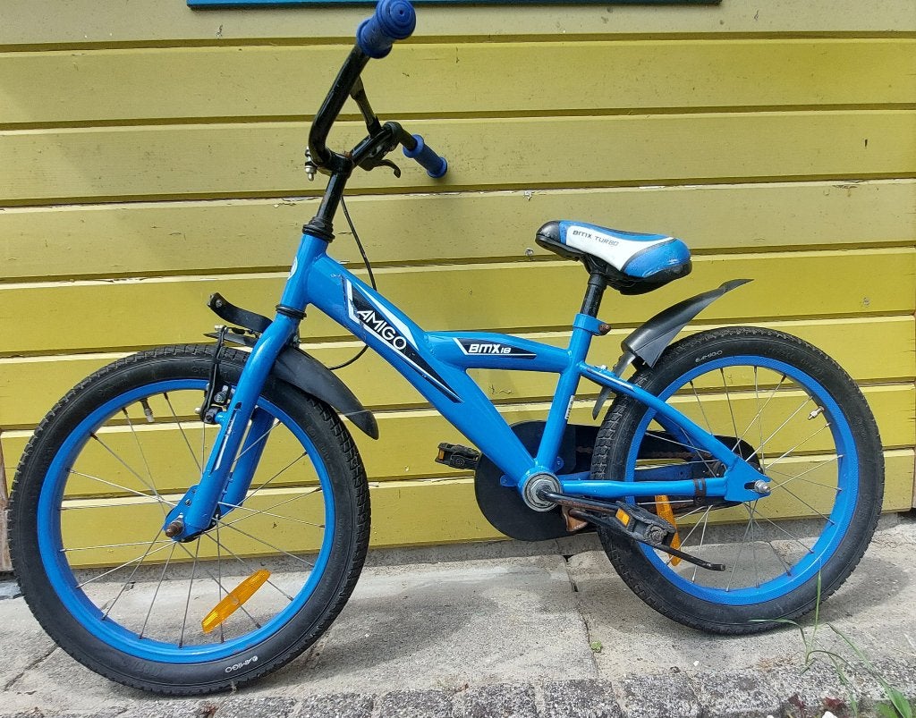 Blauwe jongens kinderfiets, Fietsen en Brommers, Fietsen | Jongens, Ophalen, Terugtraprem, Gebruikt, Handrem