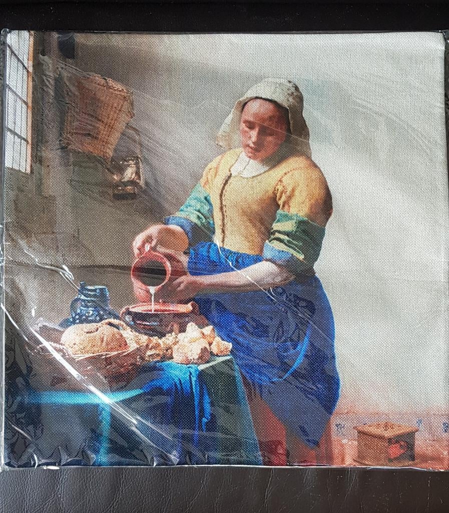 Nieuw, kussenhoes, Vermeer, melkmeisje, 45 / 45 cm, Ophalen of Verzenden, Nieuw, Overige kleuren, Vierkant