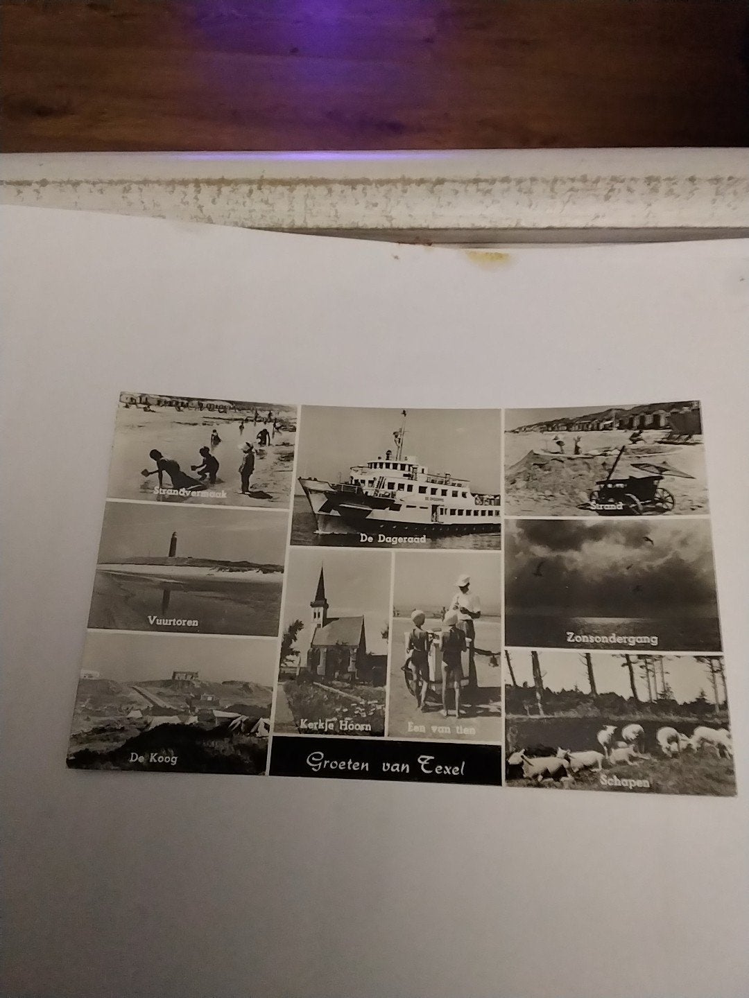 Oude ansichtkaart 'Groeten van Texel' - Zwart-wit, Ophalen of Verzenden, Waddeneilanden