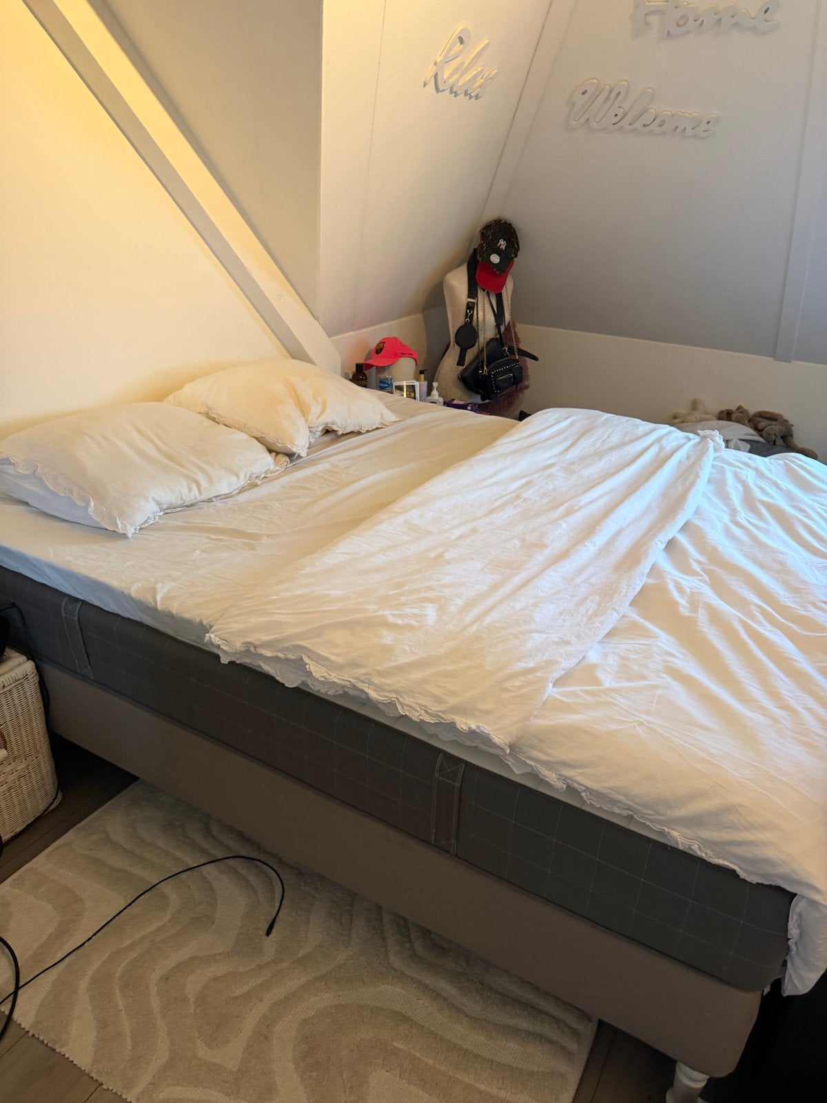 Bed 160x200 met matras en topper, Ophalen, Gebruikt, Tweepersoons, 200 cm
