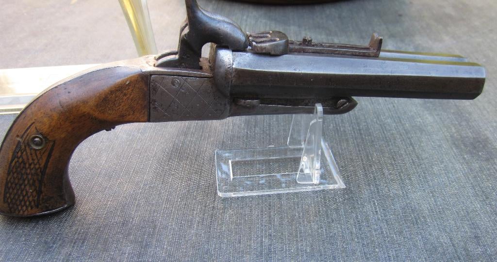 Antiek pistool Dubbel loops penvuur 1860 Vrijgesteld, Ophalen of Verzenden