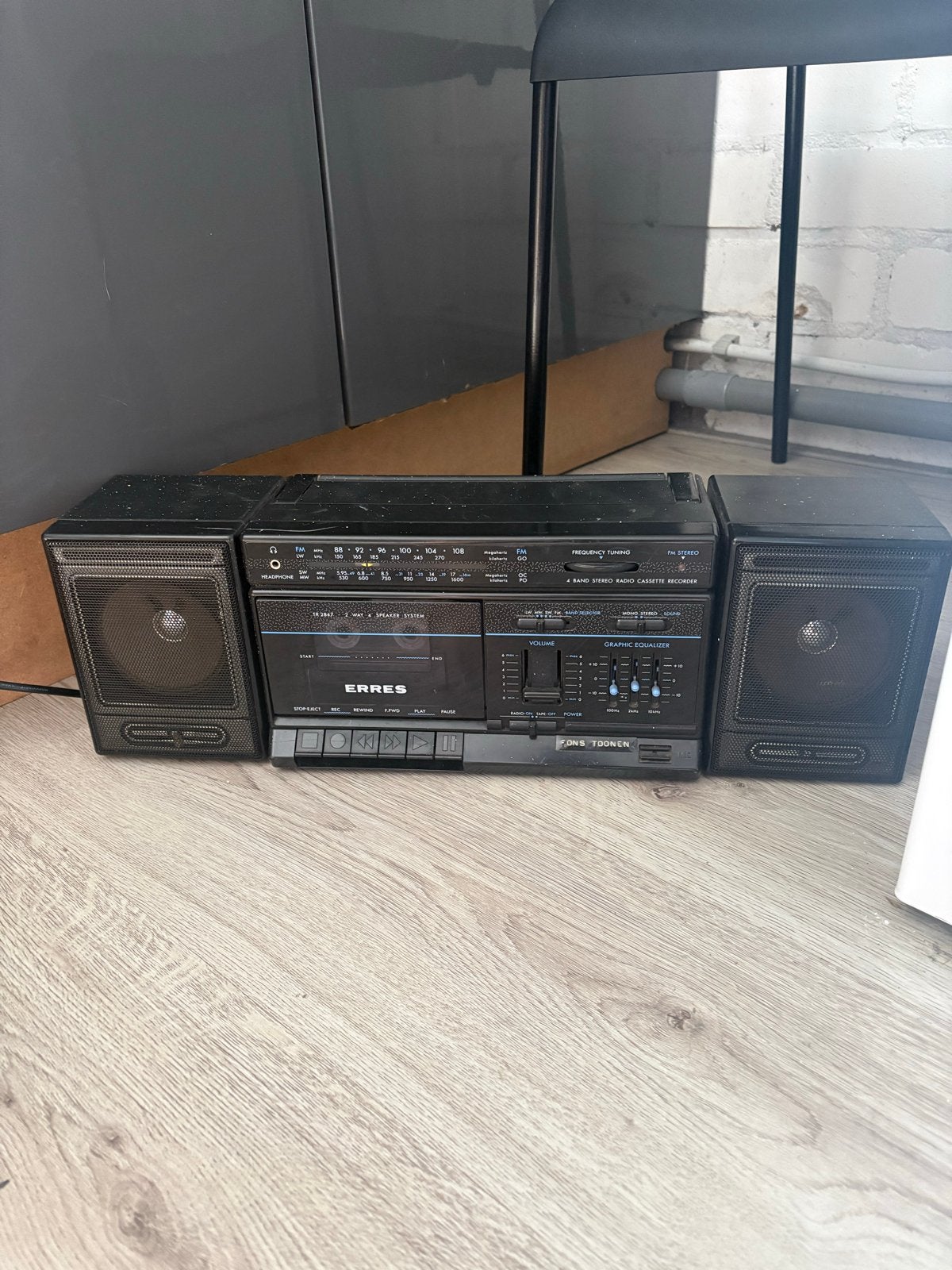 Erres Stereo Radio Cassette Recorder met Speakers, Overige merken, Gebruikt, Cassettedeck, Draagbaar