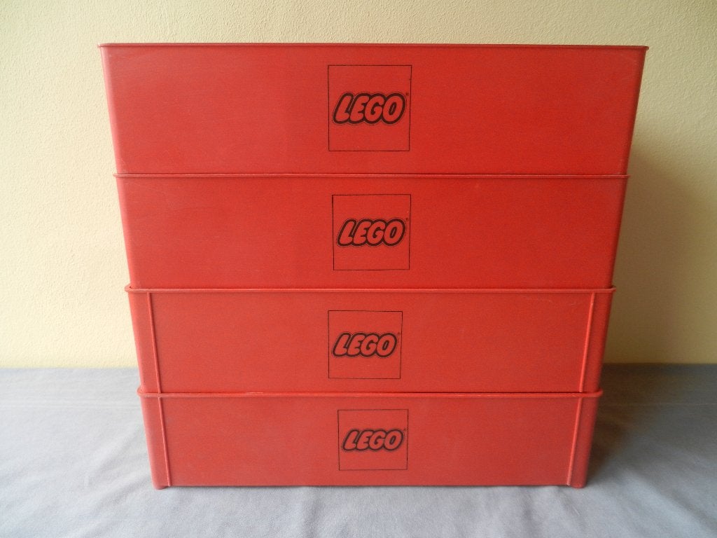 Originele Lego opberg bakken jaren 70 (4 stuks), Kinderen en Baby's, Speelgoed | Duplo en Lego, Ophalen of Verzenden, Gebruikt