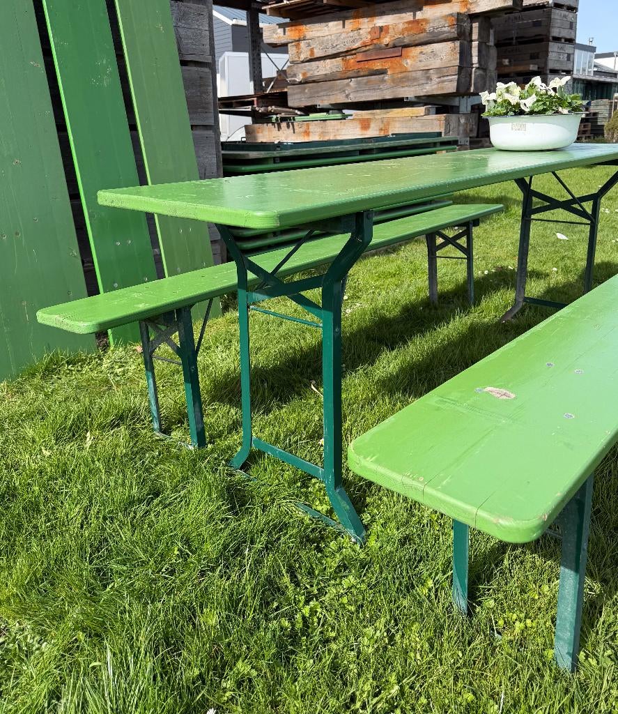 Bierbanken | Biertafel set | Bierset | Picknicktafel, Tuin en Terras, Ophalen, Rechthoekig, Hout, Inklapbaar