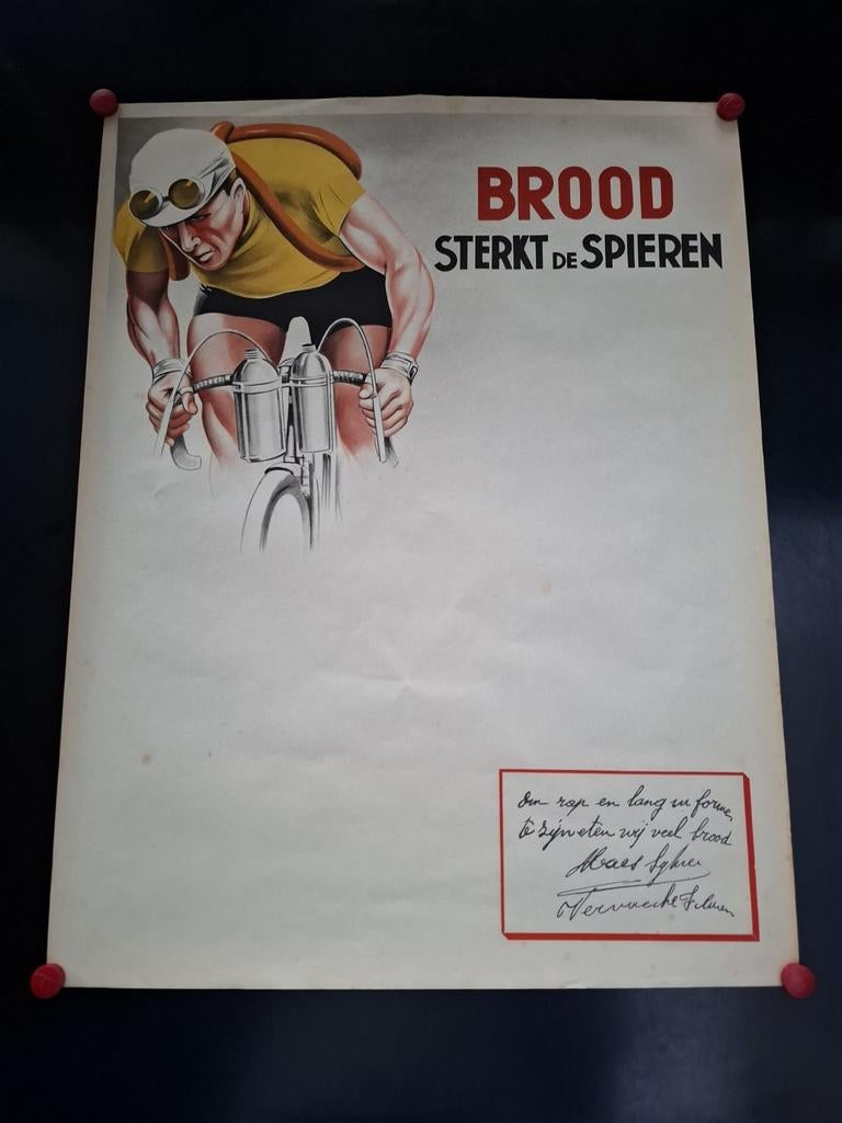 Poster: Brood Sterkt De Spieren., Ophalen of Verzenden, Gebruikt, A1 t/m A3