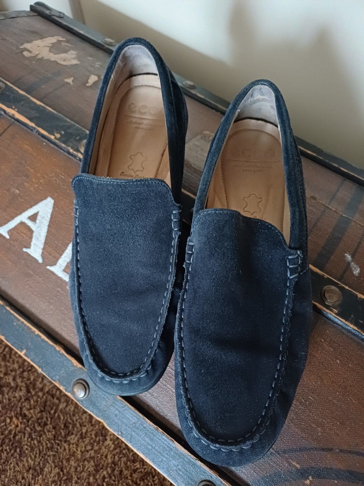 ECCO Heren Loafers - Maat 42 - Donkerblauw Suède, Ophalen of Verzenden