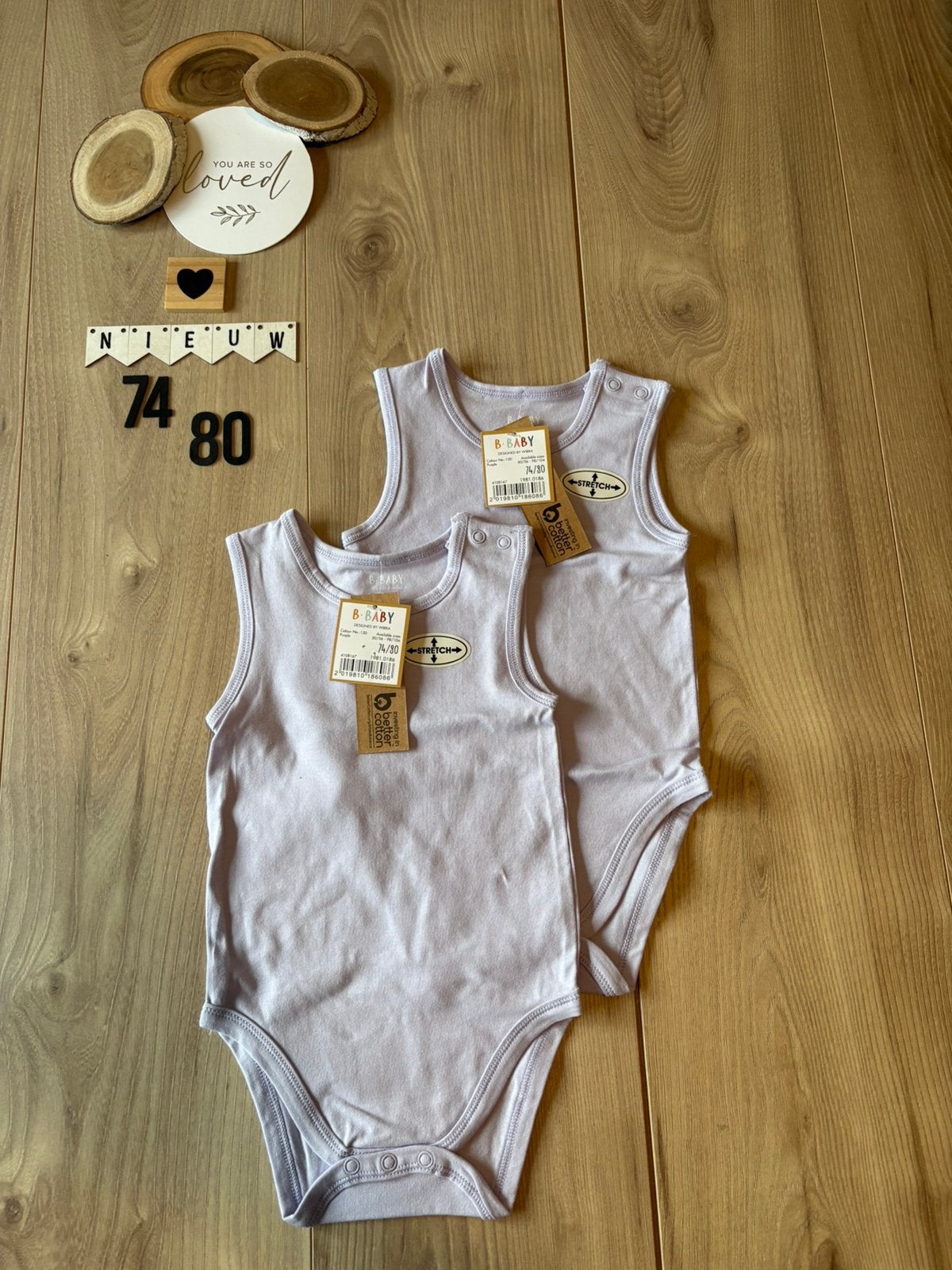 Baby meisje 2x lila rompers zonder mouw wibra maat 74/80, Kinderen en Baby's, Ophalen of Verzenden, Nieuw, Jongetje, Nacht- of Onderkleding
