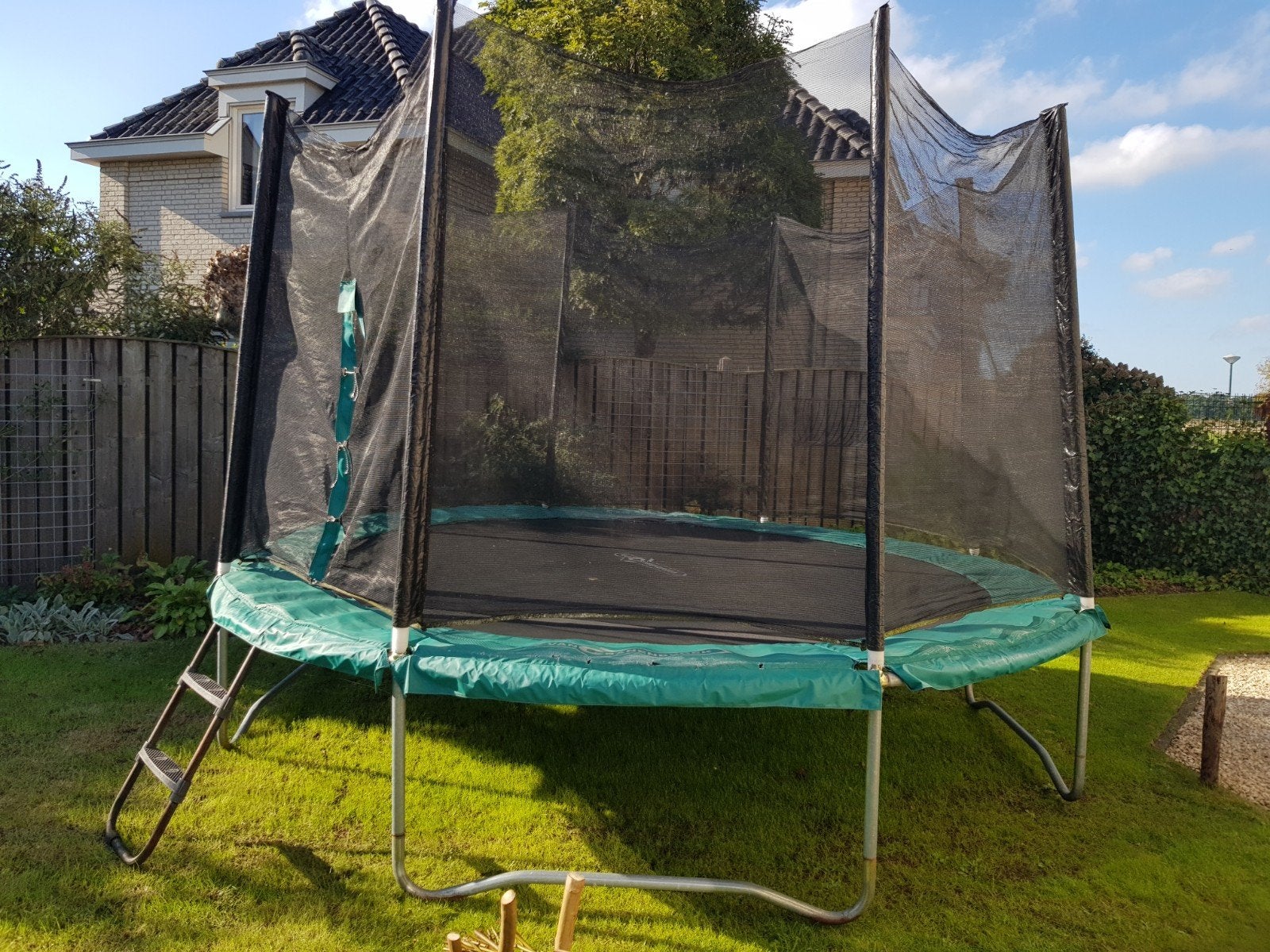 Trampoline 3,5m met vangnet en trap - Gebruikt, Ophalen, Gebruikt