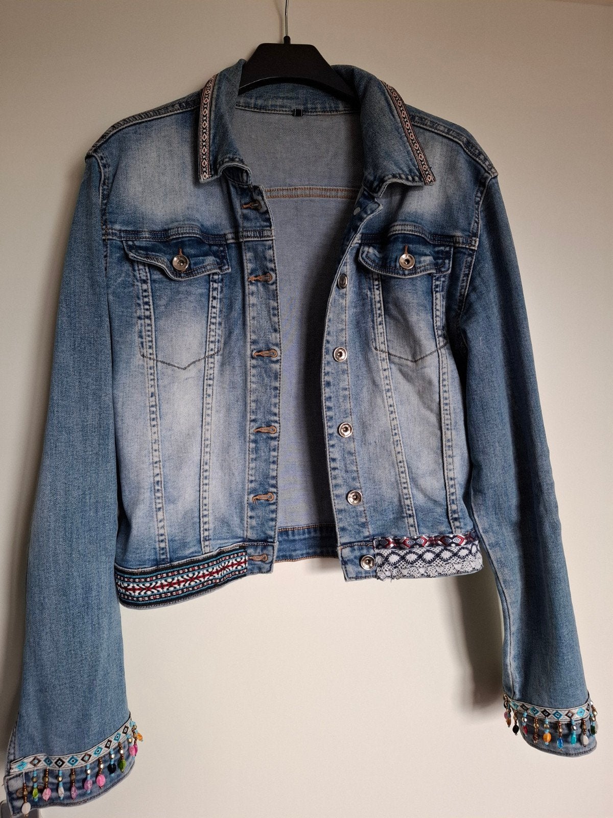 spijkerjasje maat M, Ophalen of Verzenden, Zo goed als nieuw, Maat 38/40 (M), Blauw