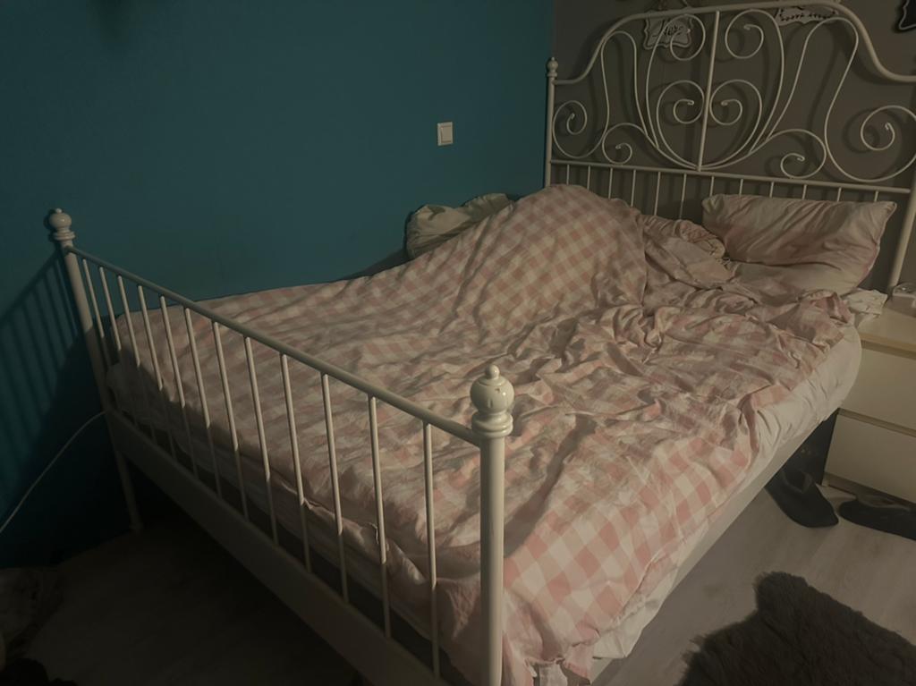 Bed frame(incl lattenbodem)140x200, Ophalen, 85 tot 100 cm, Zo goed als nieuw, Lattenbodem