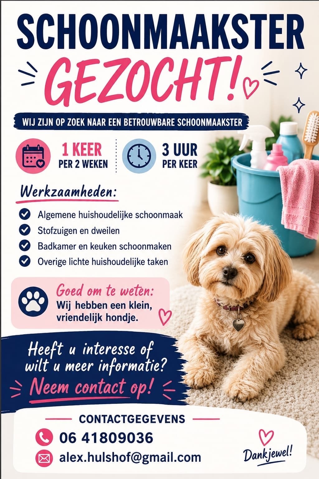 Gezocht huishoudelijke hulp
