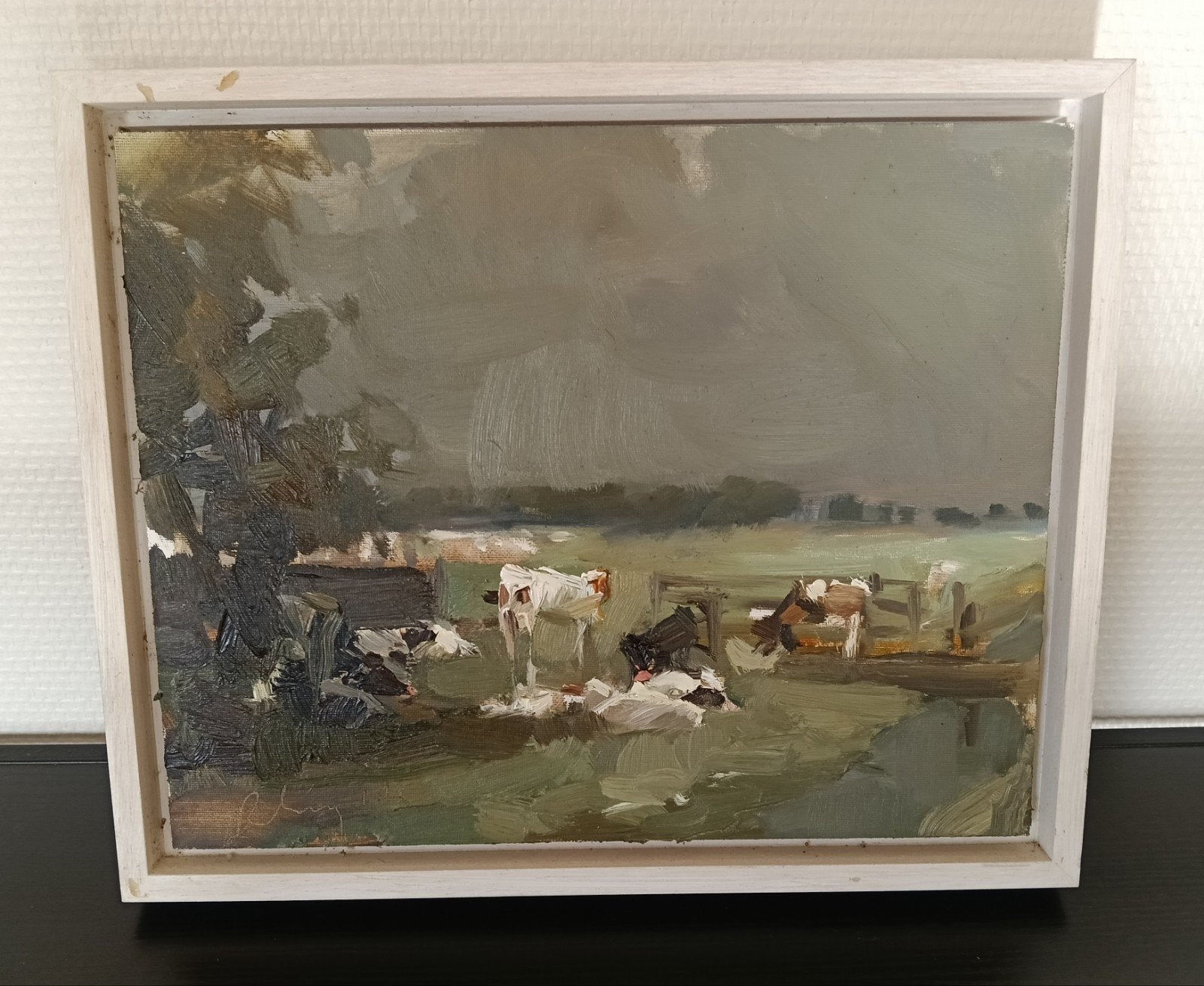 Jonge koeien bij Rijnsburg van Roos Schuring, Ingelijst, Doek, Ophalen of Verzenden, Dieren