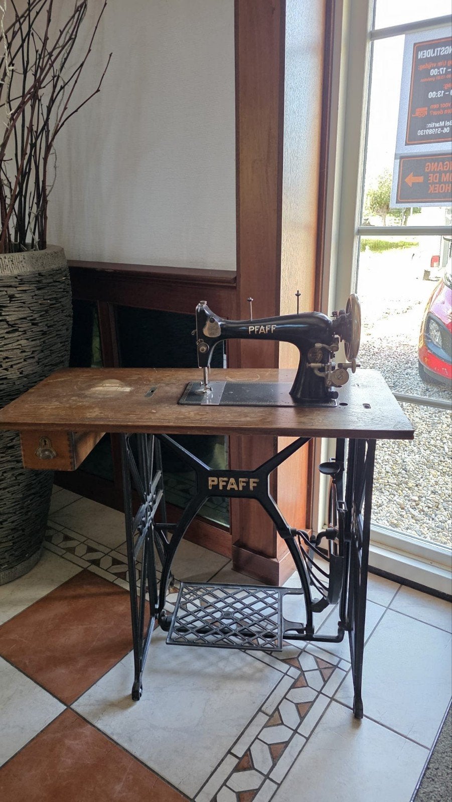 Antieke Pfaff Naaimachine met Onderstel, Ophalen of Verzenden