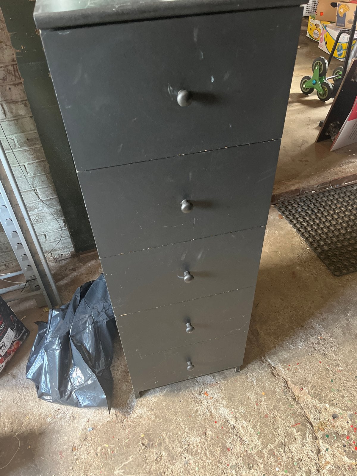 Zwarte ladekast met 5 laden - Gebruikt, Ophalen, Minder dan 50 cm, Gebruikt, 5 laden of meer