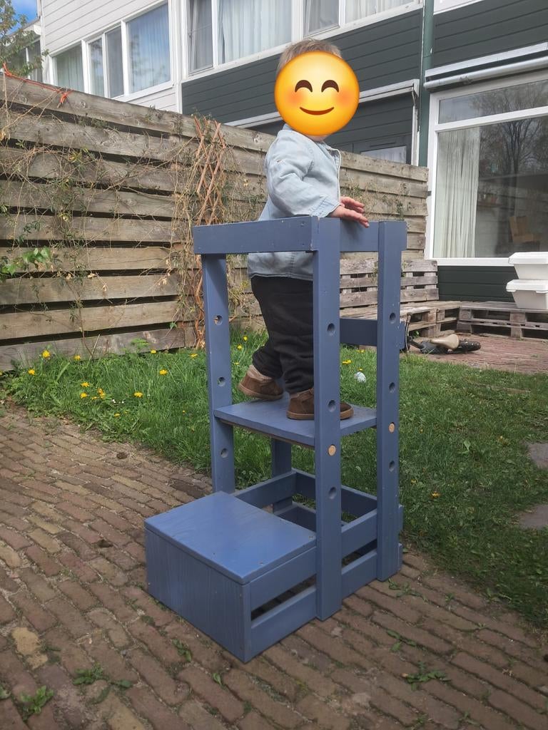 Stevige houten leertoren / keukenhulp voor kinderen, Ophalen, Gebruikt, Overige typen