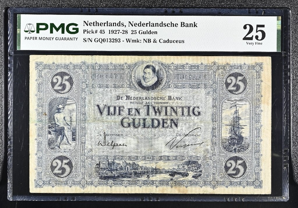 Biljet 25 gulden Willem van Oranje - blauw, 1928 | PMG, Postzegels en Munten, Ophalen of Verzenden, 25 gulden