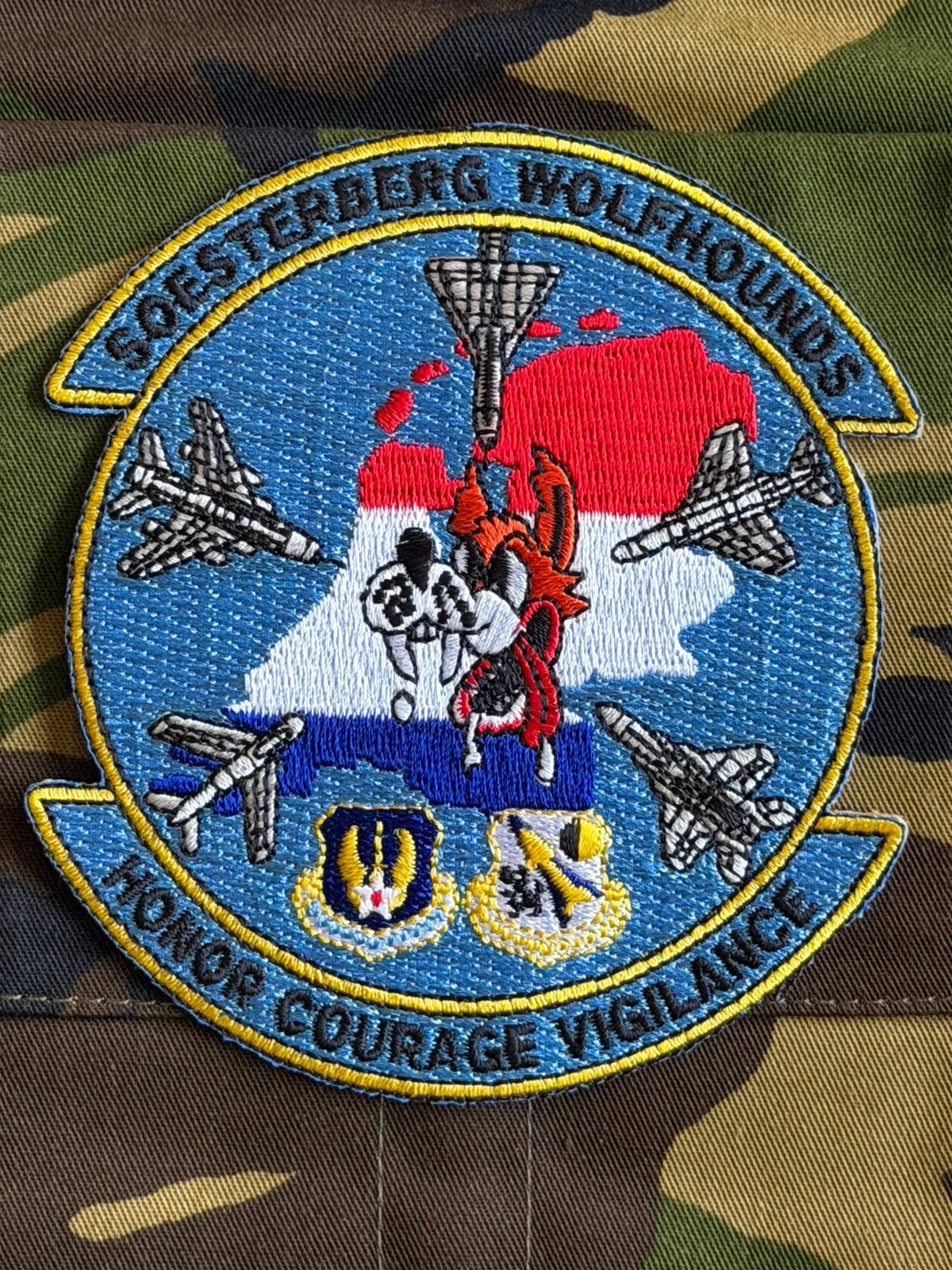 Soesterberg Wolfhounds patch, Verzenden, Zo goed als nieuw, Patch, Badge of Embleem
