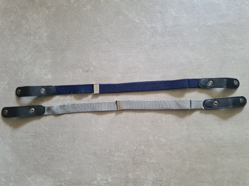 2x elastische riem zonder gesp – grijs & donkerblauw, Kleding | Dames, Minder dan 3 cm, Overige kleuren, Minder dan 80 cm, Echt leder