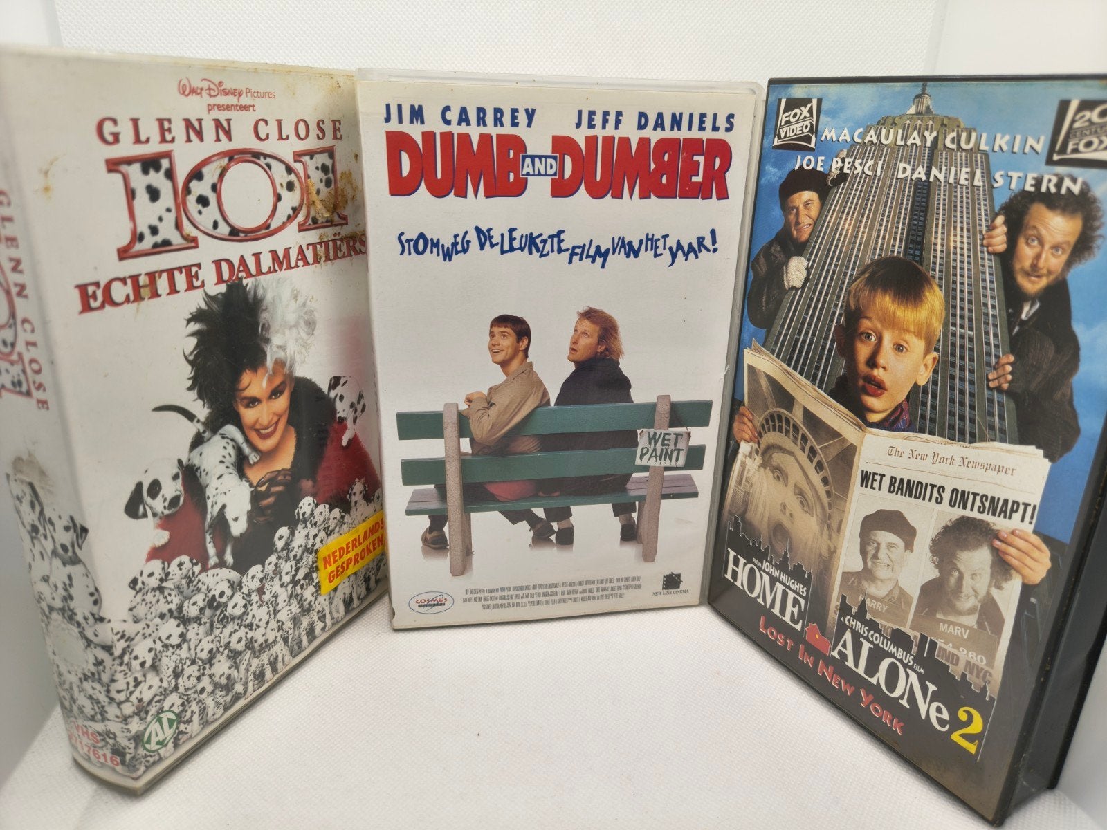 Dumb and dumber, home alone 1 en 2 en 101 dalmatiërs VHS lot, Alle leeftijden, Ophalen of Verzenden, Zo goed als nieuw