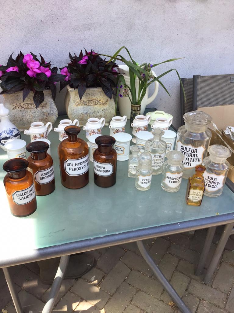 Collectie apothekerspotten, -flessen en - kannetjes, Antiek en Kunst, Ophalen of Verzenden