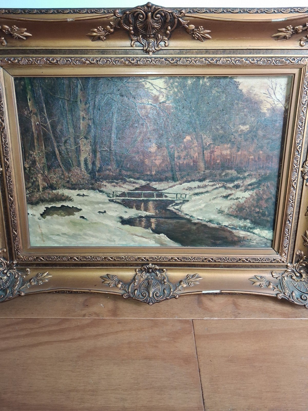 Schilderij van R. Lap -Winterlandschap, Ophalen, Ingelijst, Doek, Landschap