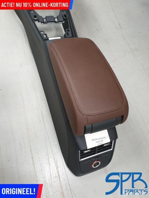 A3 S3 8V Middenconsole BRUIN LEDER LEER ARMSTEUN ARMLEUNING, Audi, Gebruikt, Audi, Ophalen of Verzenden