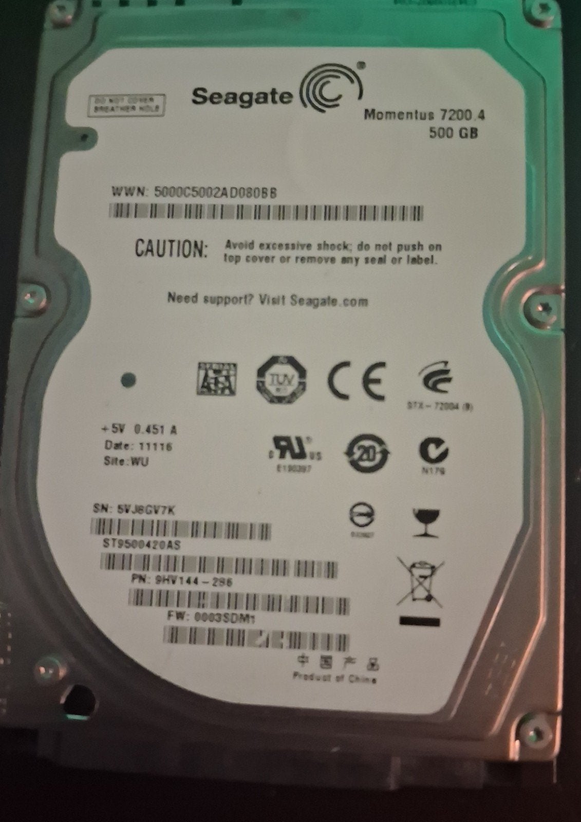 Seagate Momentum 7200.4 500GB HDD en 4x 2GB RAM, Intern, Gebruikt, Server, Ophalen of Verzenden