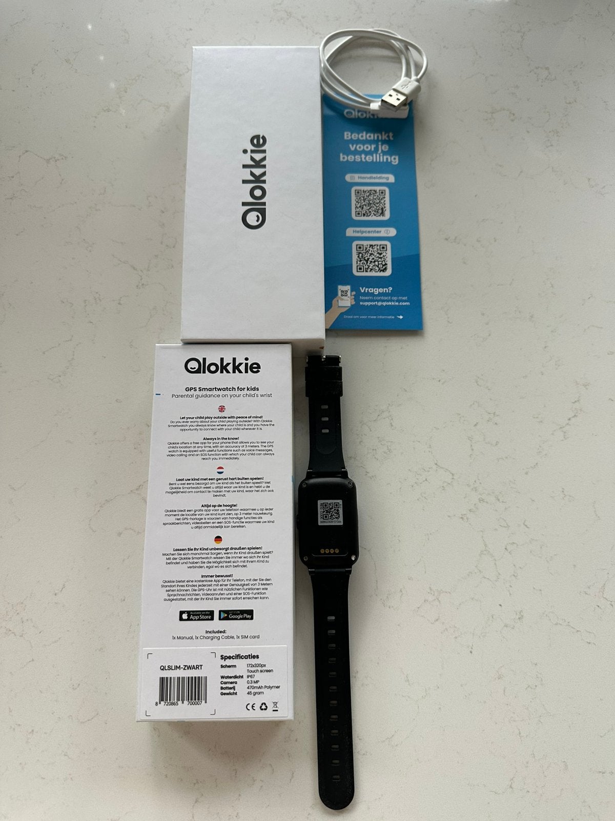 Qlokkie ql-slim GPS horloge, zwart, Ophalen of Verzenden, Zo goed als nieuw, Zwart, Jongen of Meisje