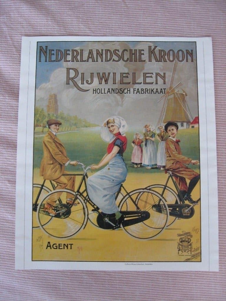 Rijwiel poster Kroon fietsen, Ophalen of Verzenden, Nieuw, Gebruiksvoorwerp
