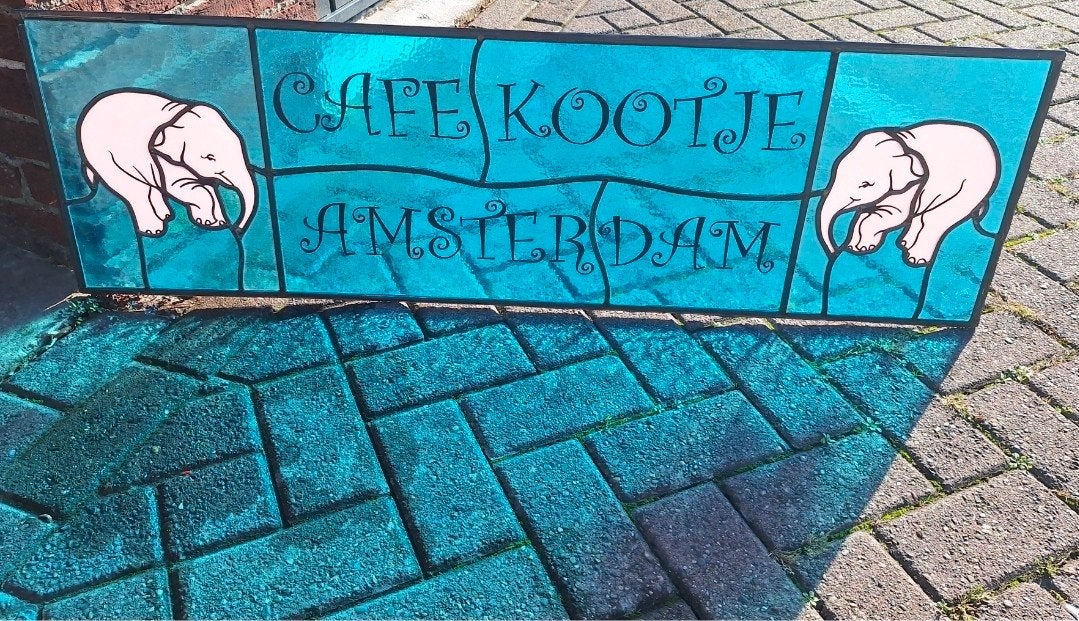 EXCLUSIEF 3-luik Glas in Lood Amsterdam (Ex-Café Delirium), Antiek en Kunst, Ophalen