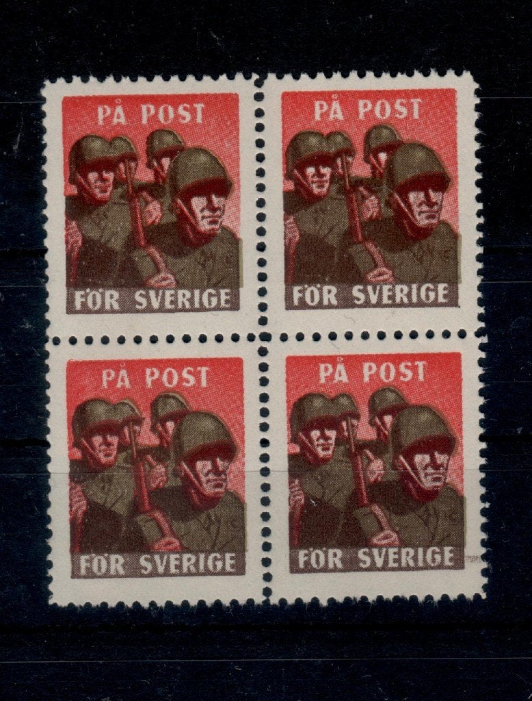 A225B) 1941 Zweden WO2 Fa Post for Sverige blok van 4, Ophalen of Verzenden, Zweden, Postfris