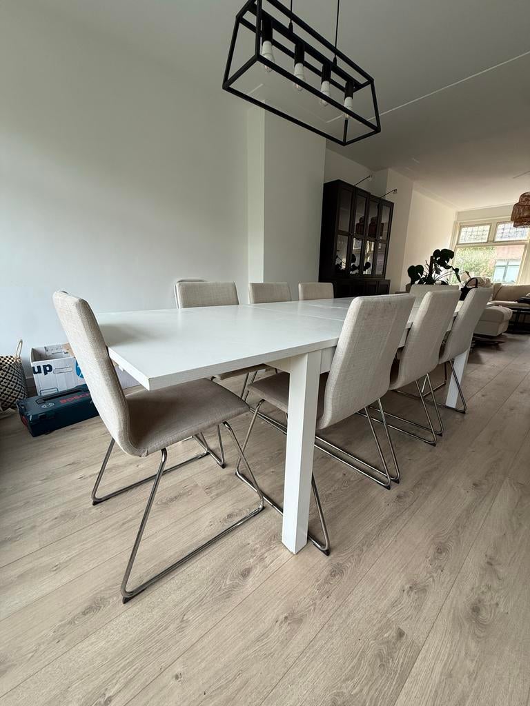 Verstelbare eettafel - IKEA BJURSTA, Huis en Inrichting, Tafels | Eettafels, Gebruikt, 50 tot 100 cm, 200 cm of meer, Vijf personen of meer