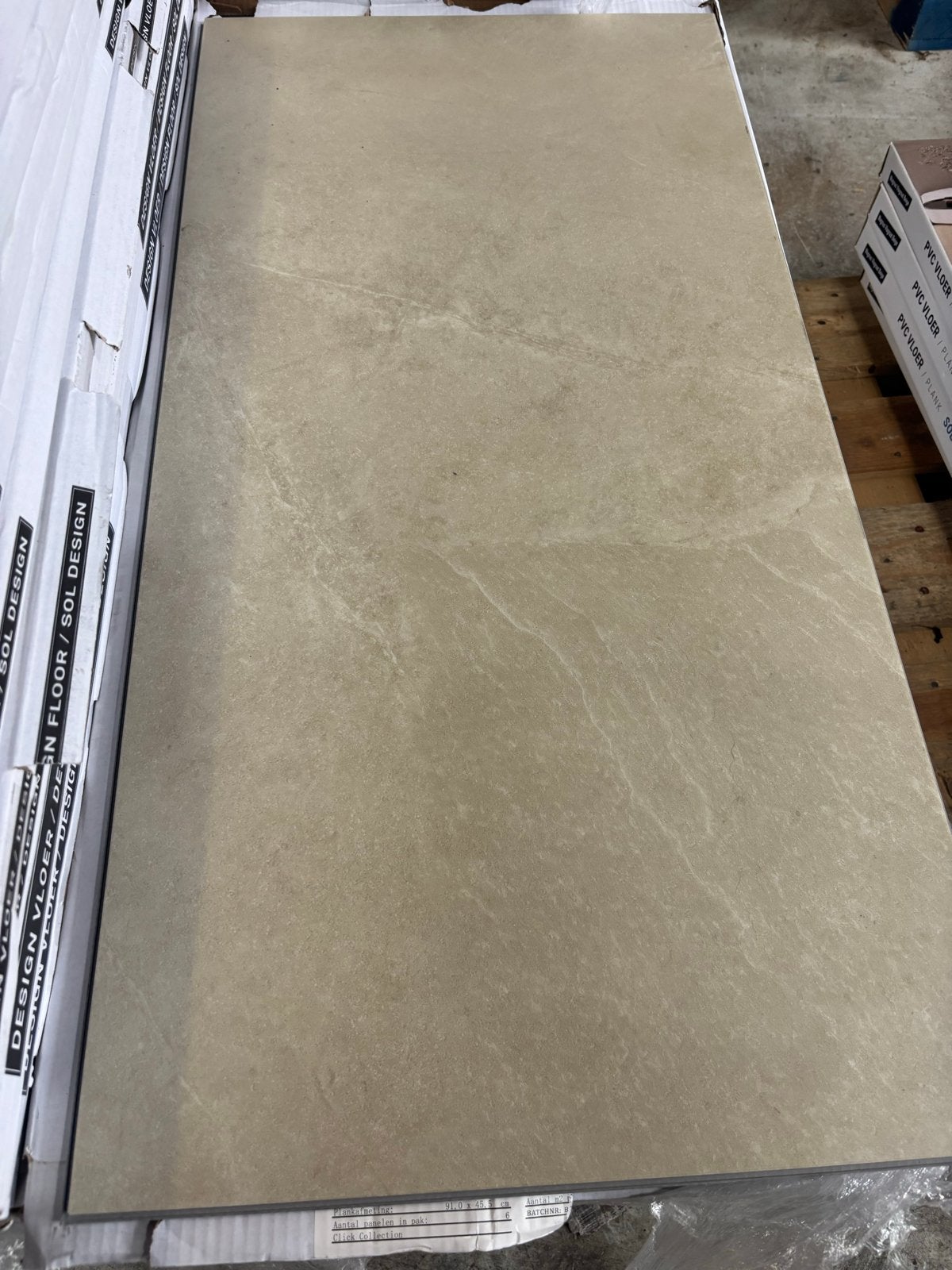 Klik PVC Vloer 37m² Marmerlook 90x45 cm, Huis en Inrichting, Stoffering | Vloerbedekking, Ophalen, Nieuw, 25 tot 50 m², Grijs